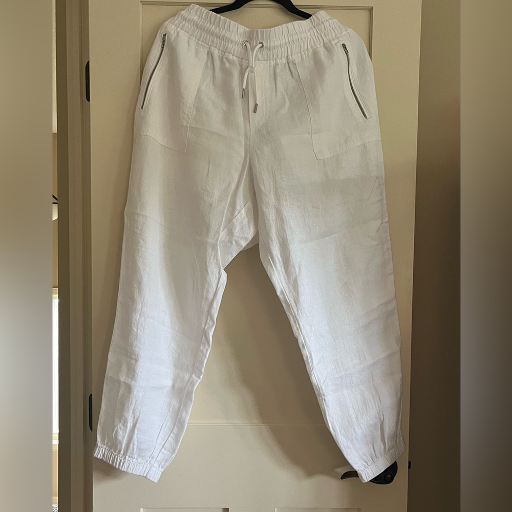 NWOT Athleta Cabo Linen Jogger white size 18